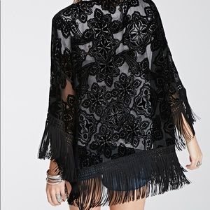 Forever 21 Other - Forever 21 Black Velvet Fringe Kimono Size S Forever 21 Other - Forever 21 Black Velvet Fringe Kimono Size S